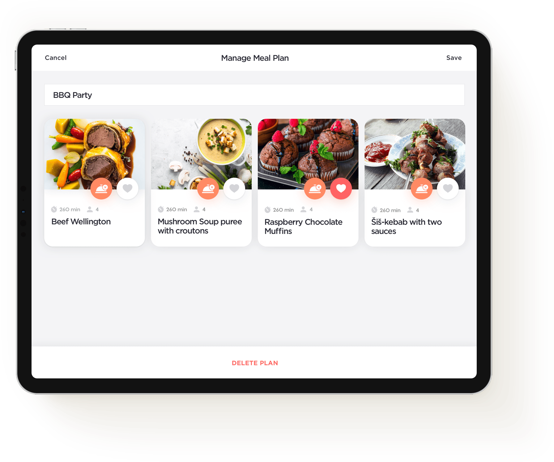 Yummy recipes manage meal plans